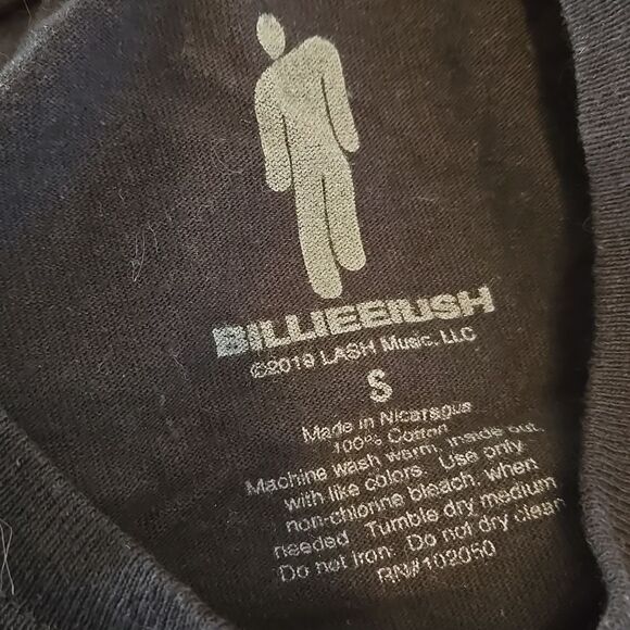 Billie Eilish Black Graphic Tee Shirt with Portrait Print - Picture 4 of 4